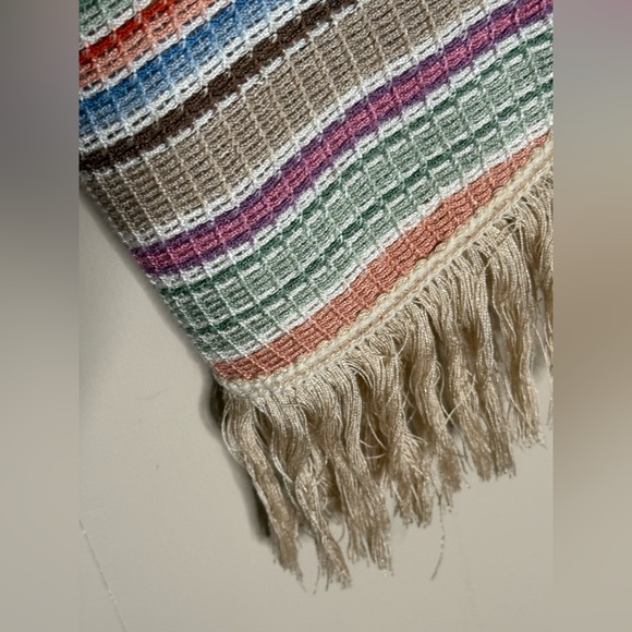 Vintage Sally Gee Woven Fringe Shawl Poncho Boho Festival Wrap - Picture 3 of 5